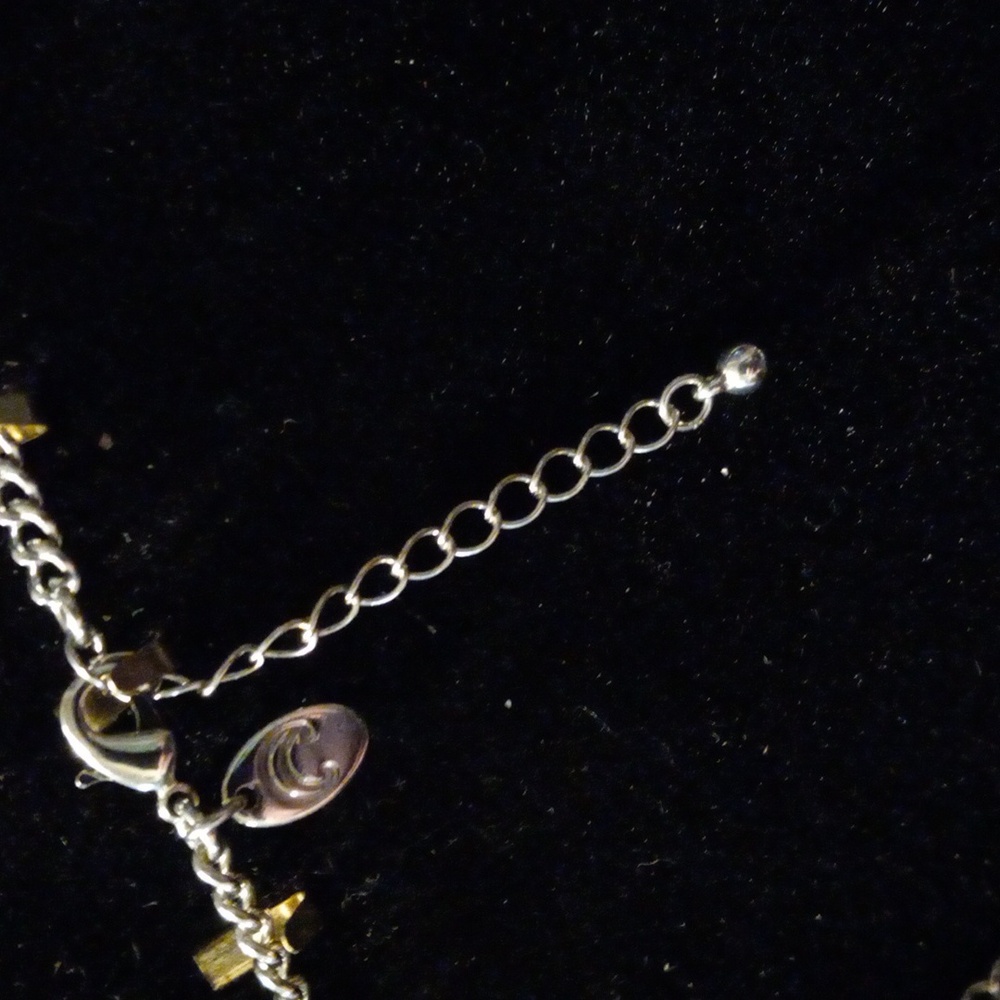 Charming Charlie Curb Chain Necklace With Blue Gemstones. - Picture 4 of 4
